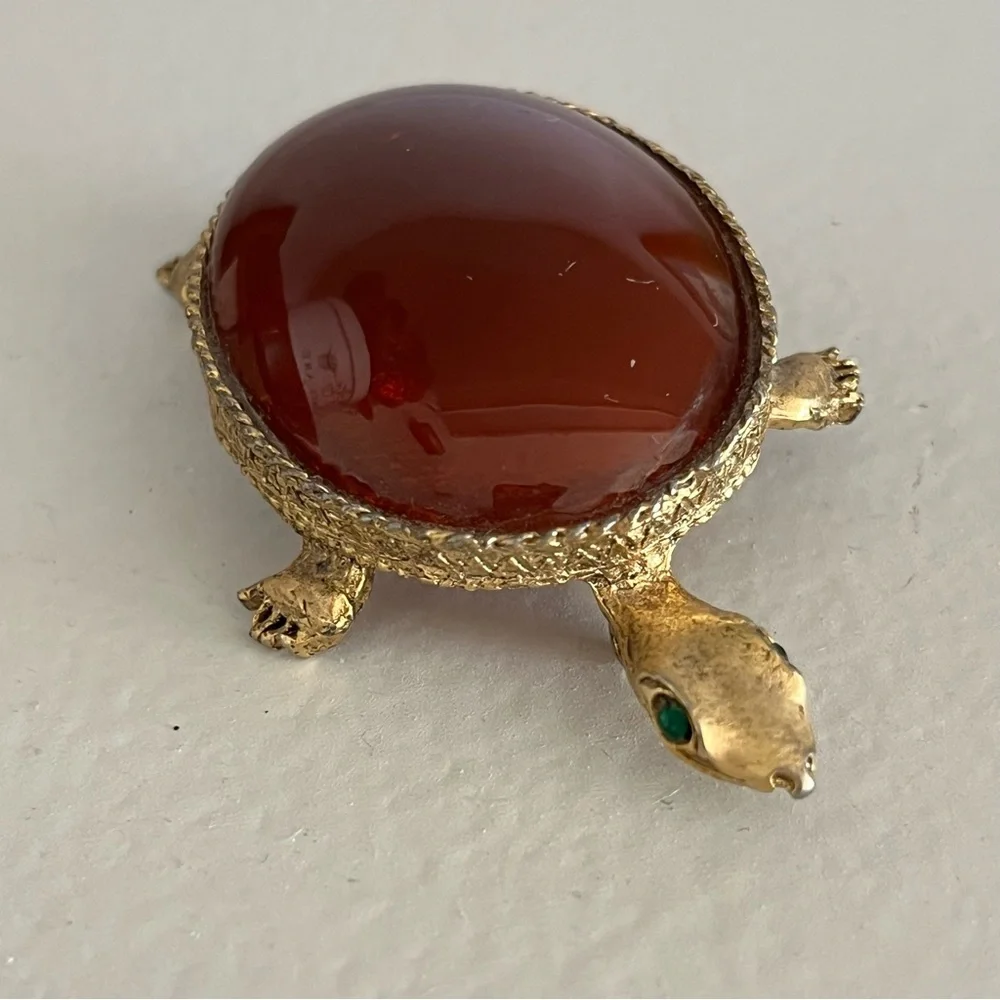 HOBE TURTLE TORTOISE FIGURAL BROOCH PIN RARE VINTAGE HEIRLOOM GIFT SIGNED